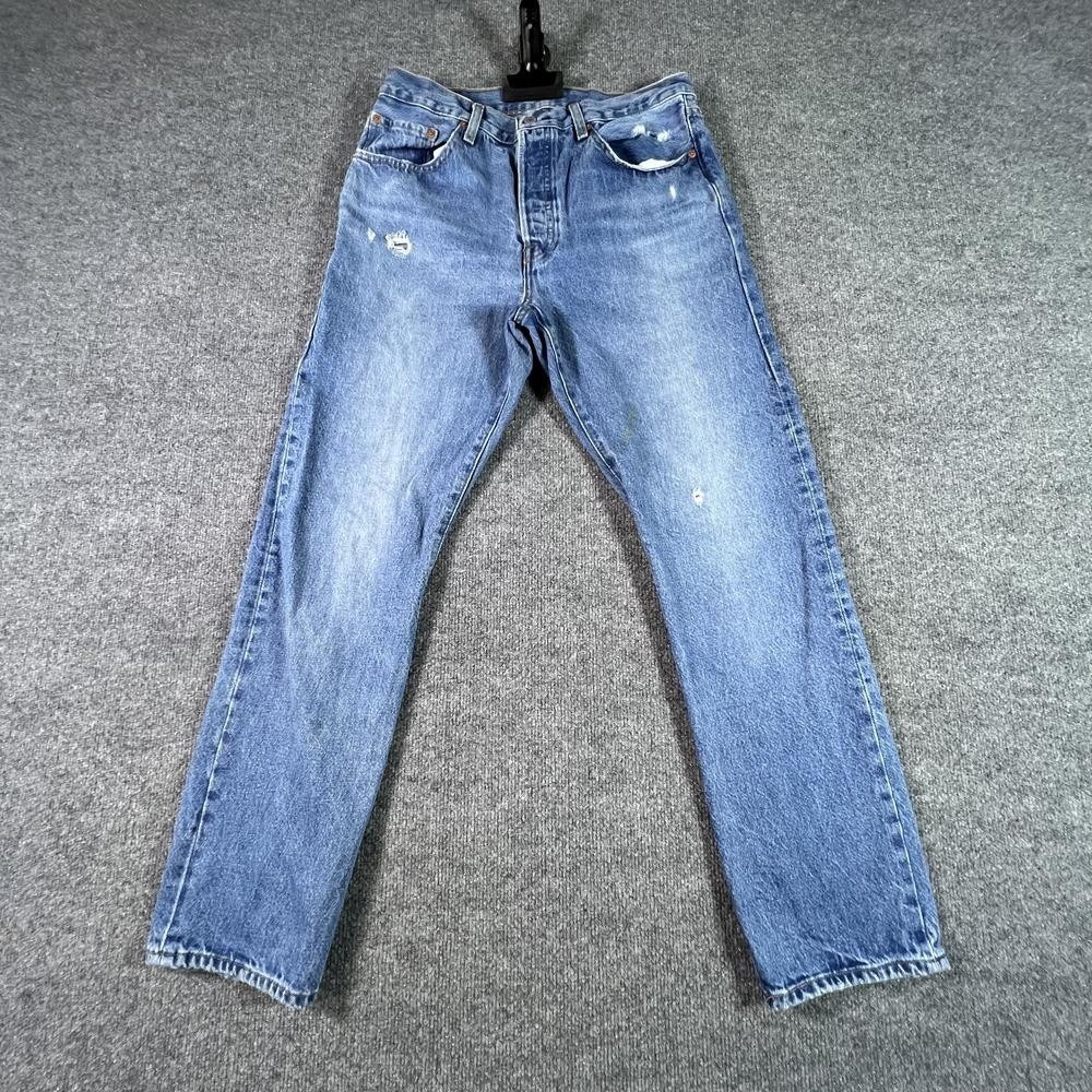 Levi's 501 Straight Jeans Men's 31x32 Blue Cotton Denim Button-Fly Workwear